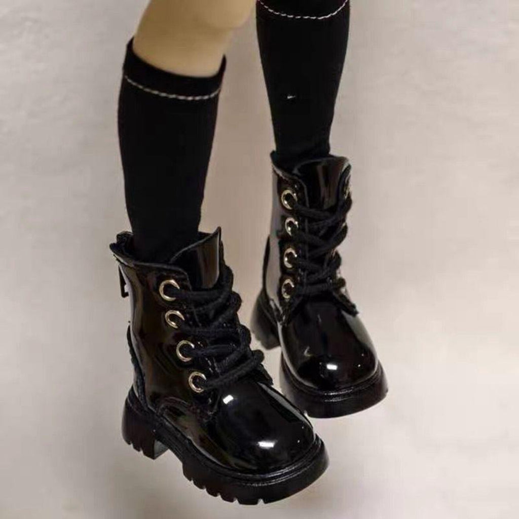 1/4 BJD Doll Martin Boots Shoes – Shiny Patent Leather Mini Boots for 1/4 SD MSD Dolls – Vintage English Style Doll Shoes Outfit