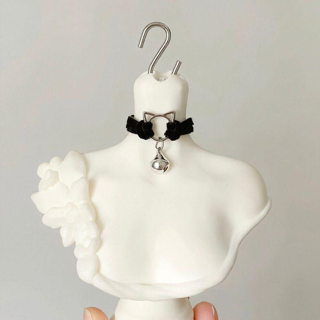 BJD Doll Choker Necklace – Cat Bell Velvet Collar, 1/6 1/4 1/3 Doll Accessories, Kawaii Gothic Lolita Doll Jewelry