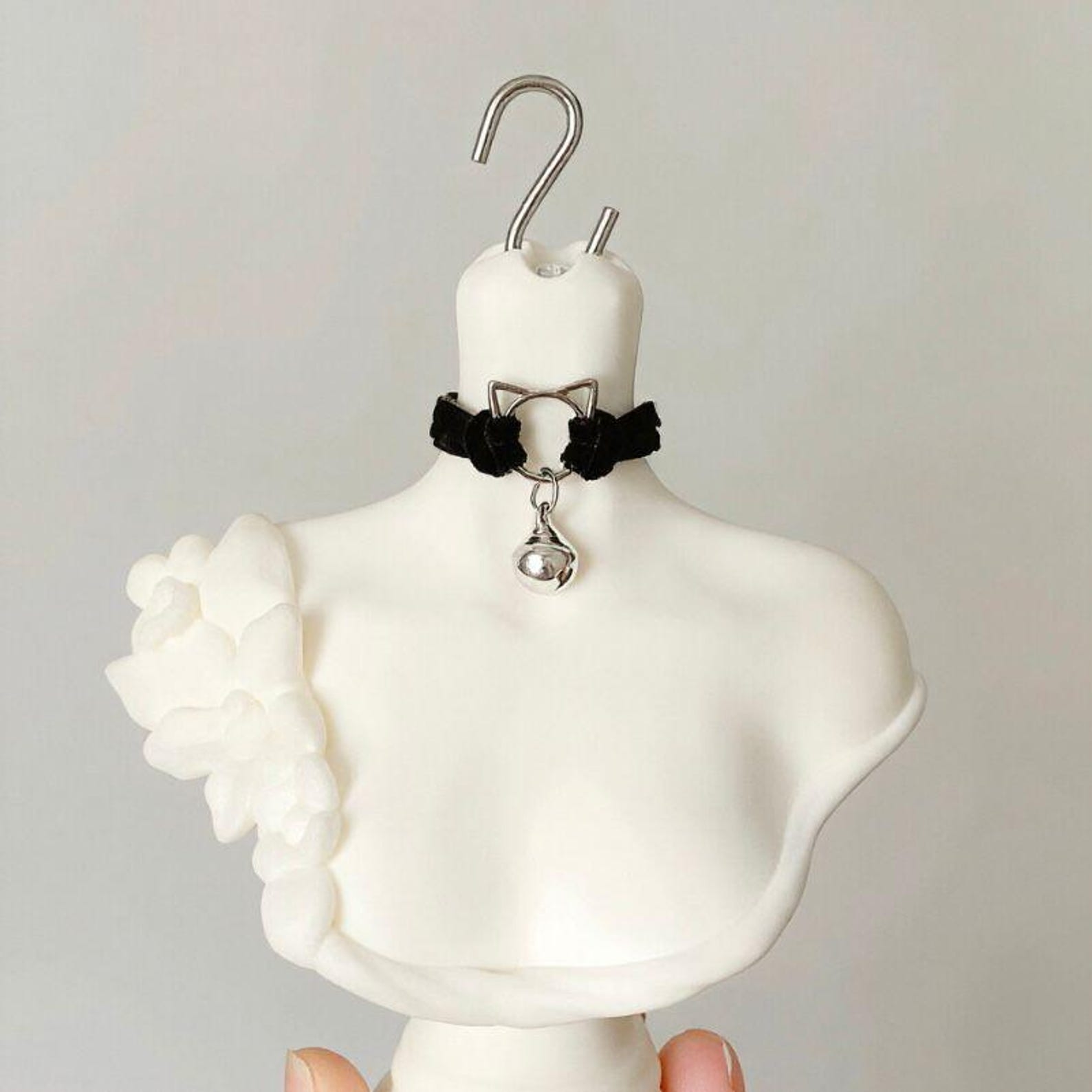 BJD Doll Choker Necklace – Cat Bell Velvet Collar, 1/6 1/4 1/3 Doll Accessories, Kawaii Gothic Lolita Doll Jewelry