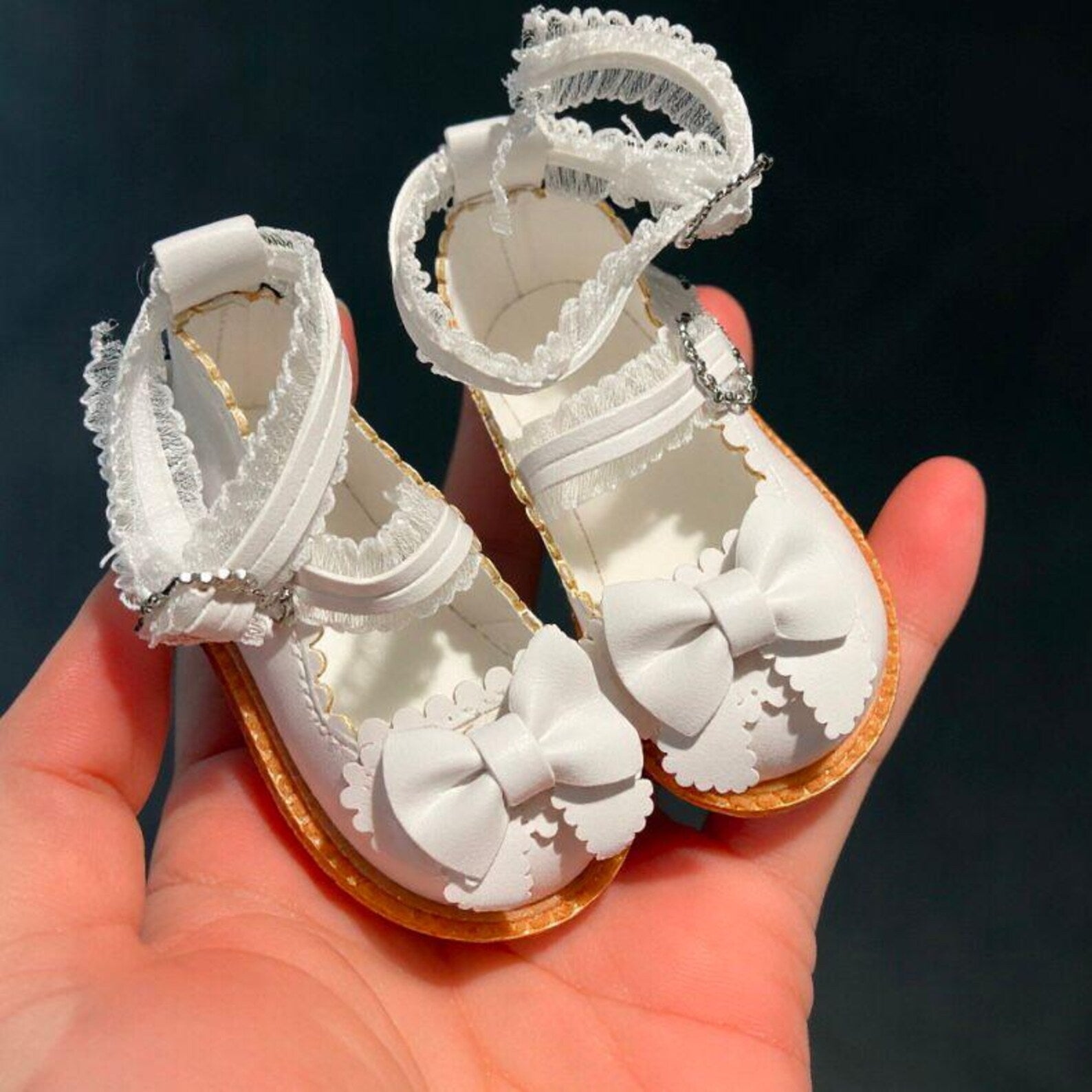 1/4 BJD Lace Mary Jane Shoes Doll | Lolita Bow Dress Shoes for MSD SD Dolls | 6cm Doll Shoes Black White Burgundy Beige