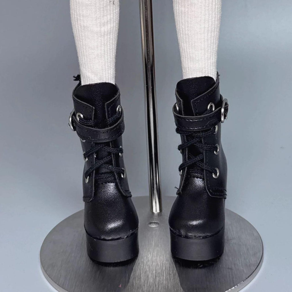 BJD Doll Platform Ankle Boots 1/3 & 1/4 – Chunky Heel Lace Up Boots, Punk Style Doll Shoes, SD MSD Doll Accessories