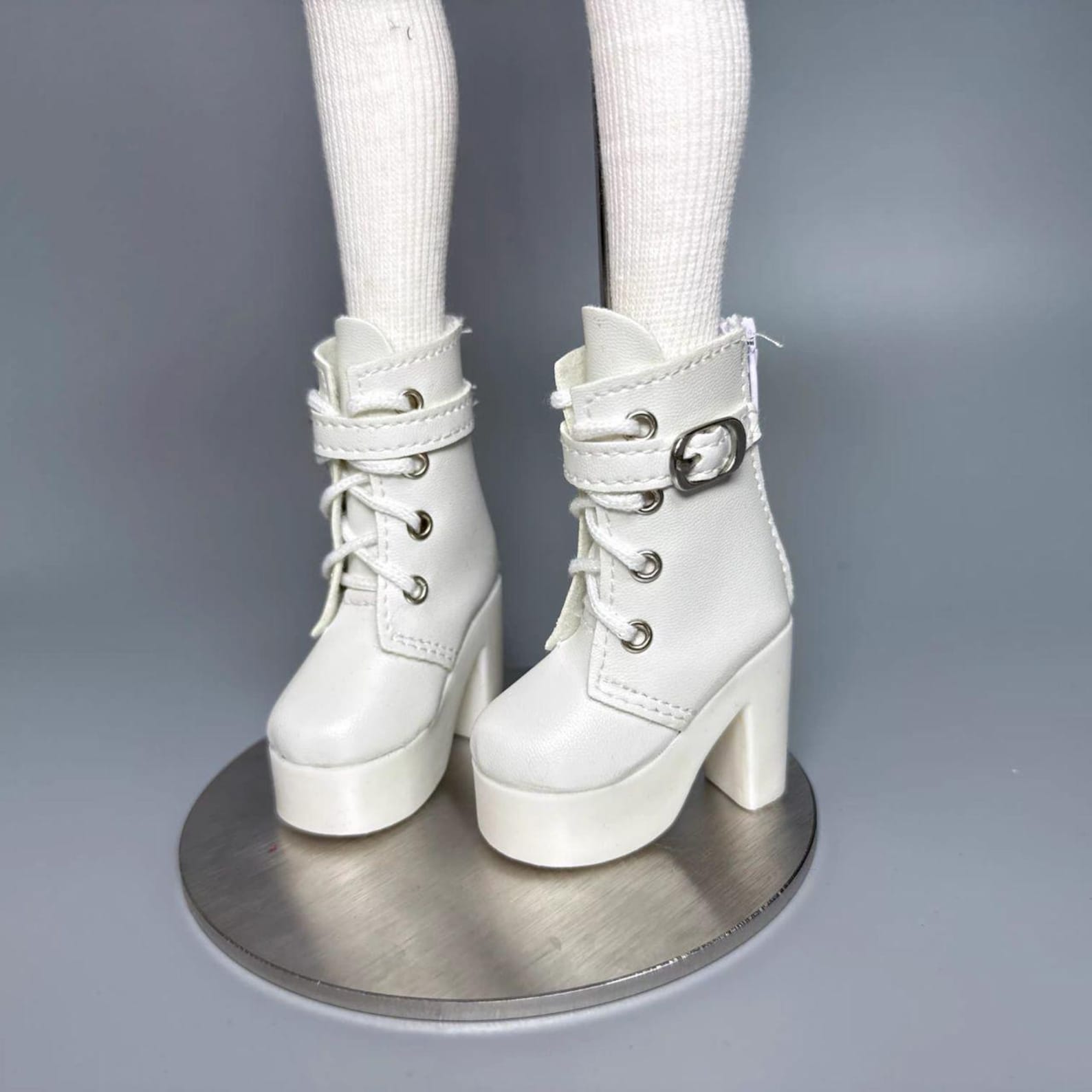BJD Doll Platform Ankle Boots 1/3 & 1/4 – Chunky Heel Lace Up Boots, Punk Style Doll Shoes, SD MSD Doll Accessories