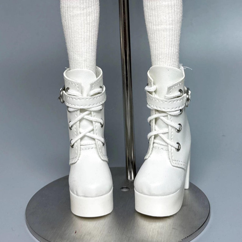 BJD Doll Platform Ankle Boots 1/3 & 1/4 – Chunky Heel Lace Up Boots, Punk Style Doll Shoes, SD MSD Doll Accessories