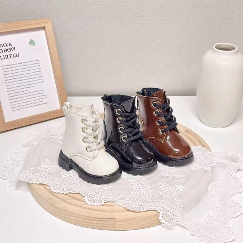 1/4 BJD Doll Martin Boots Shoes – Shiny Patent Leather Mini Boots for 1/4 SD MSD Dolls – Vintage English Style Doll Shoes Outfit