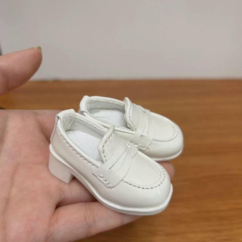 1/4 BJD Doll Loafers Shoes – Shiny Patent Leather English Style Doll Shoes for SD MSD Jointed Dolls – Classic Brown White Black