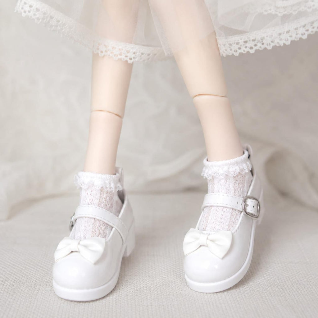 BJD Doll Mary Jane Shoes with Bow, Doll Dress Shoes for 1/6 1/4 1/3 BJD Dolls, Cute Miniature Doll Accessories