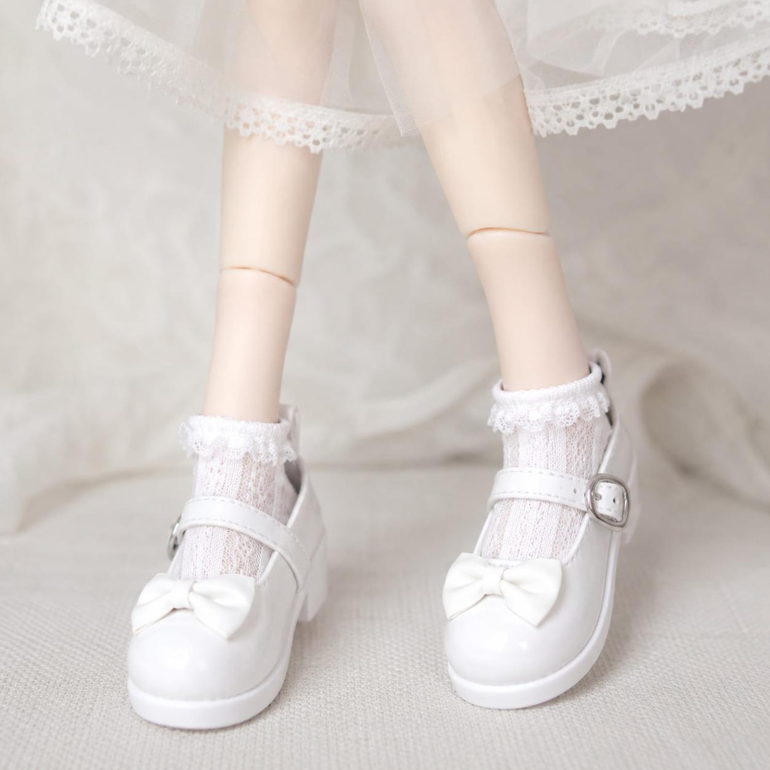 BJD Doll Mary Jane Shoes with Bow, Doll Dress Shoes for 1/6 1/4 1/3 BJD Dolls, Cute Miniature Doll Accessories