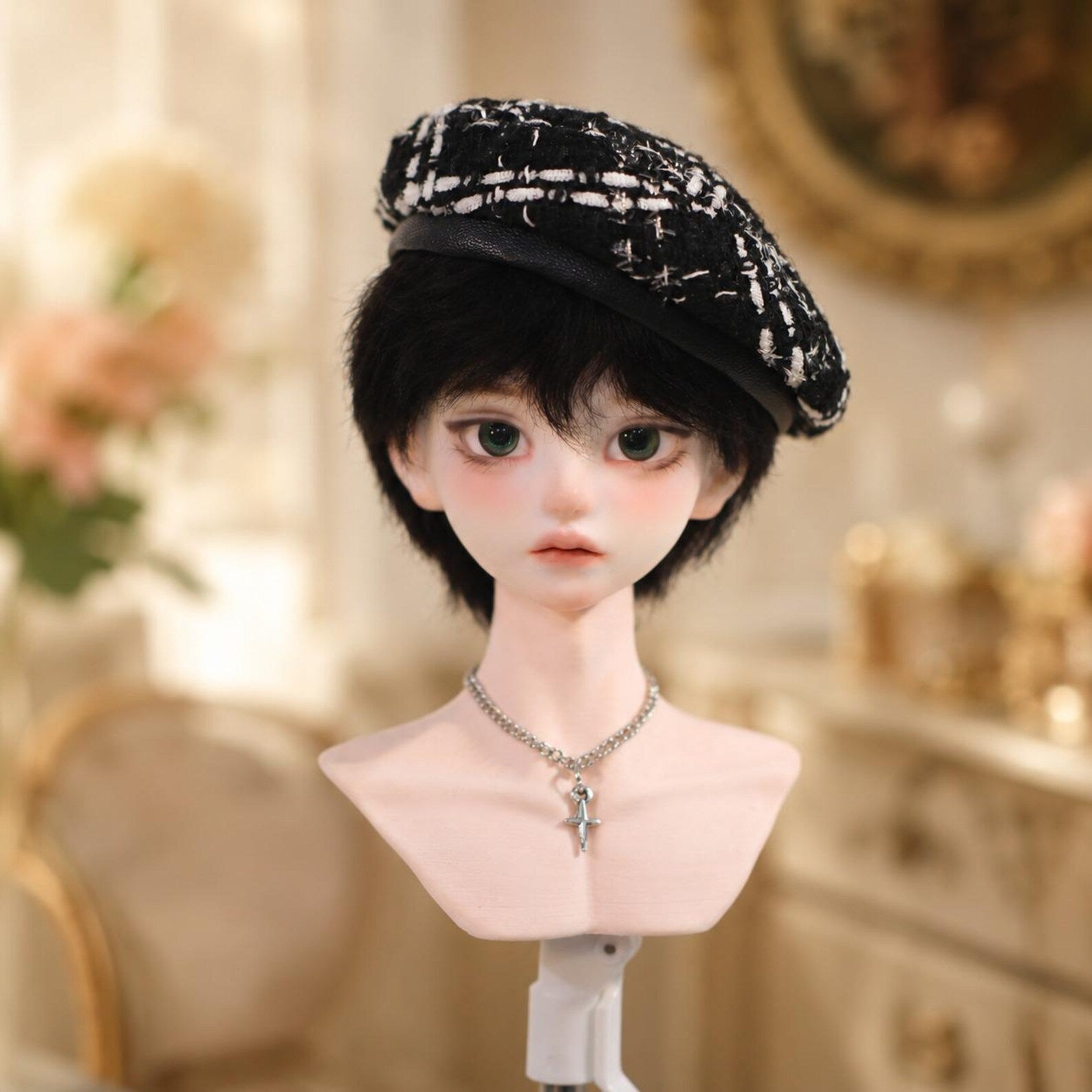 1/4 BJD Doll Beret Hat, Mini Doll Cap Accessory for Art Dolls and Collector Doll Styling