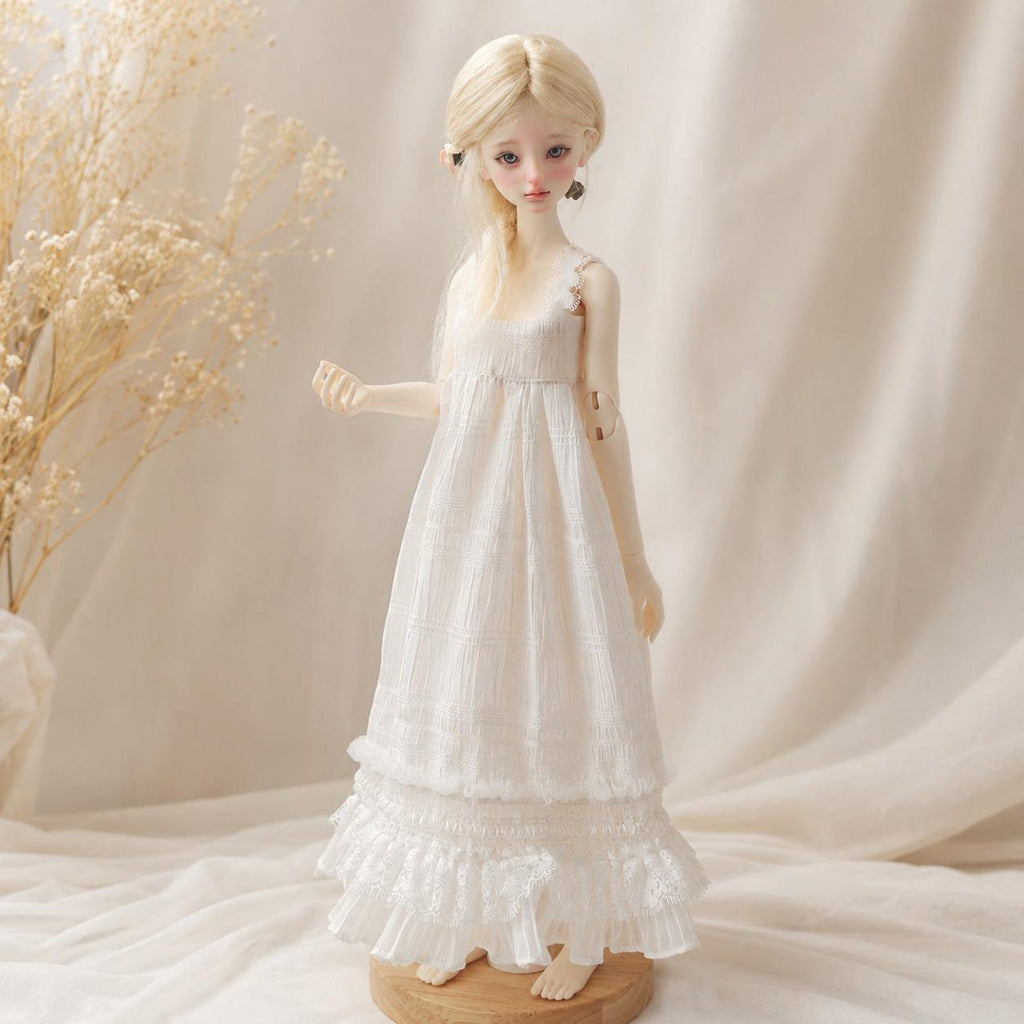 Custom White Lace Doll Dress for Azone, 1/6 1/4 1/3 BJD, Handmade Made to Order Ruffle Gown