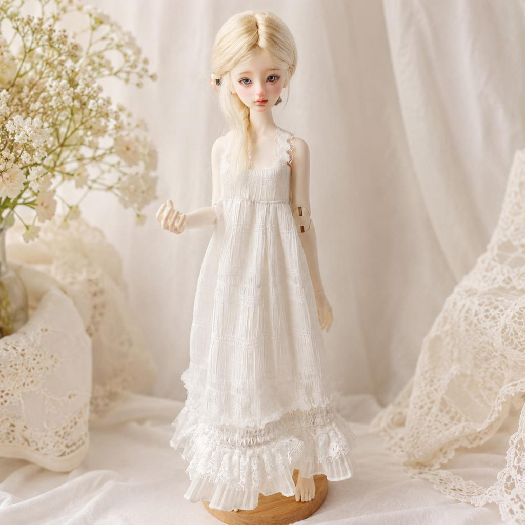 Custom White Lace Doll Dress for Azone, 1/6 1/4 1/3 BJD, Handmade Made to Order Ruffle Gown