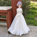 White Ruffle BJD Dress, Sleeveless V Neck Doll Gown, Handmade Doll Clothes for 1/3 1/4 1/6 BJD