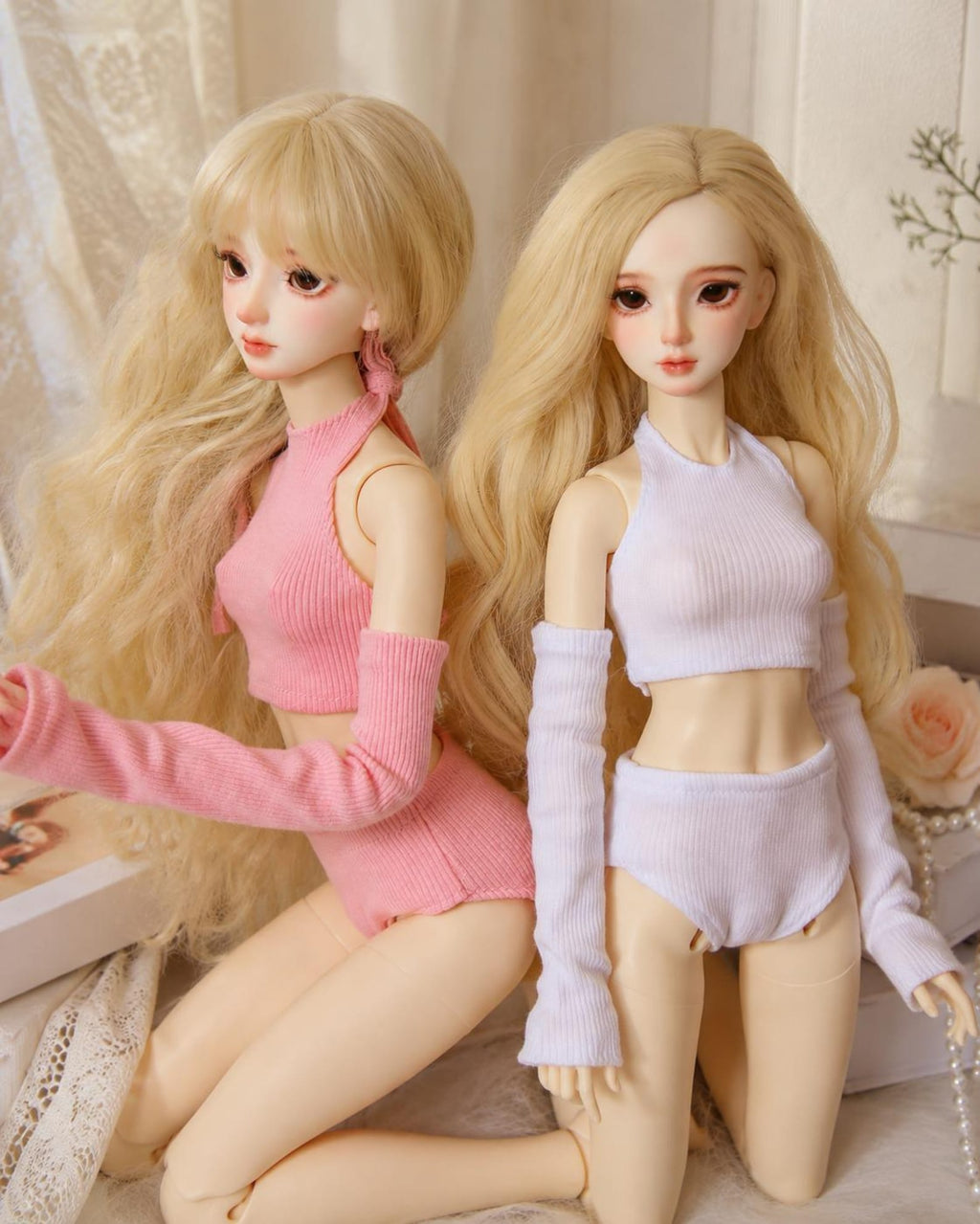 Ribbed Doll Outfit Set, Top Shorts & Arm Warmers