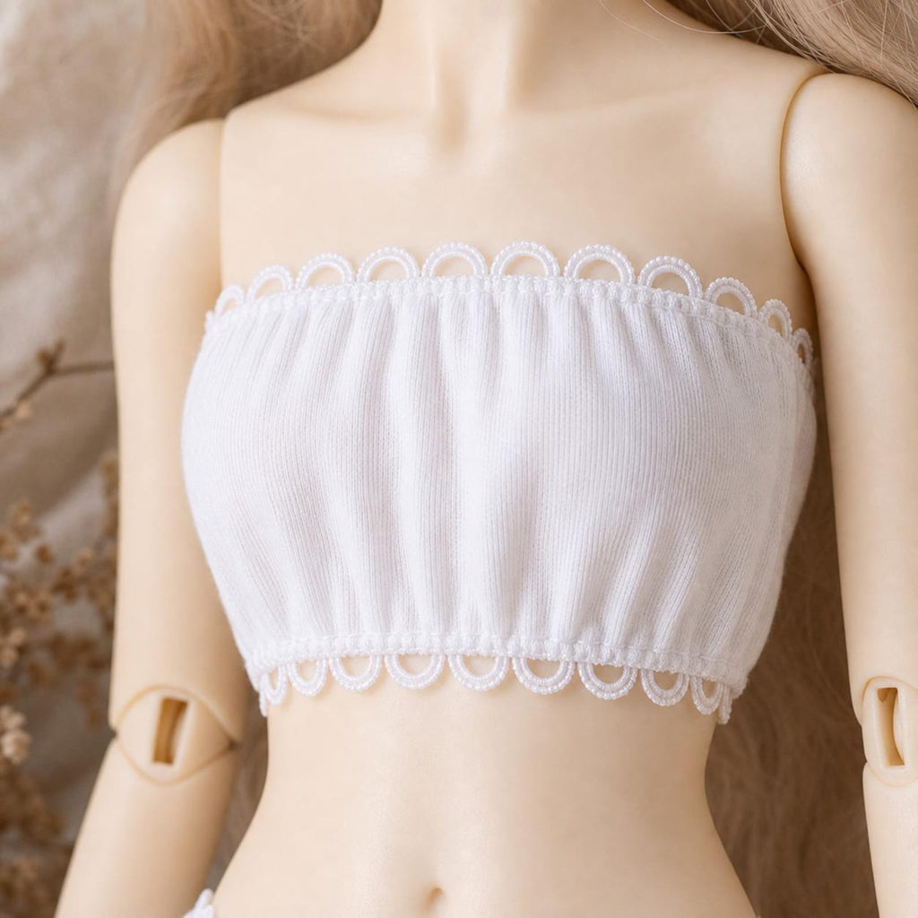 White BJD Doll Base Layer Set, Bandeau Top and Briefs, Doll Underwear Set for 1/6 1/4 1/3 BJD Dolls