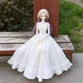 White ruffle BJD doll dress
